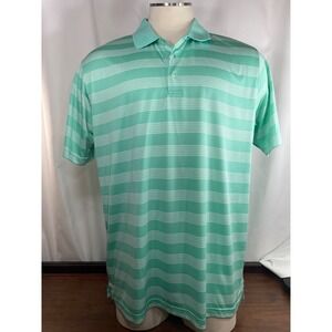 Slazenger Mens XL Golf Shirt Mint Green Stripe Stretch Polo Beach Casual Cruise